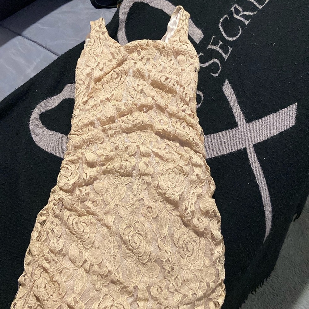 Tan lace dress really cute for a party